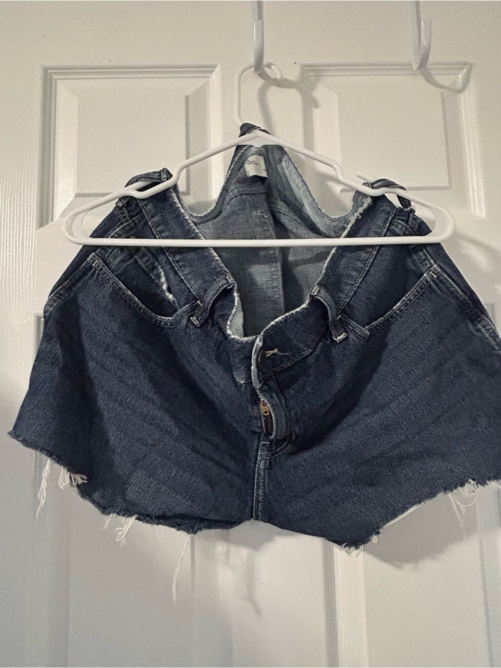 Hollister Dark Indigo Denim Cutoff Crop Shorts